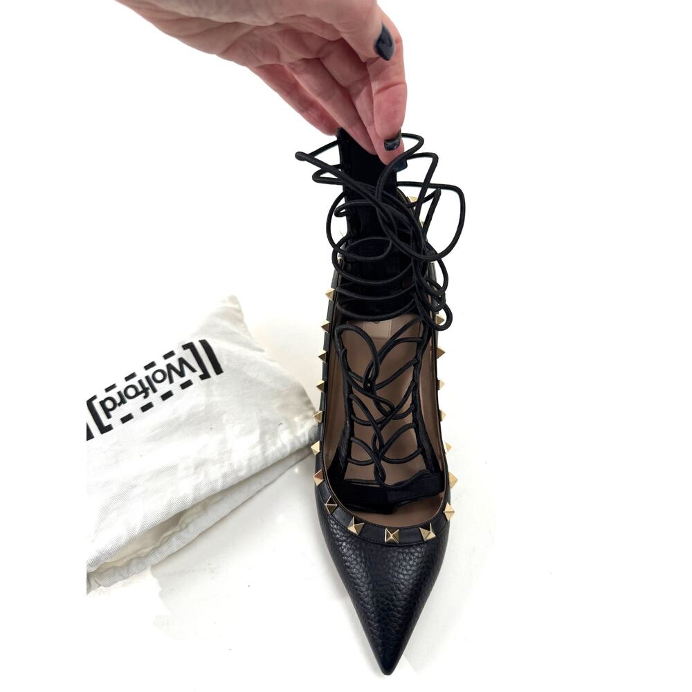 Women's Wolford Black Gladiator Lace Up Back Zip Shoe Inserts